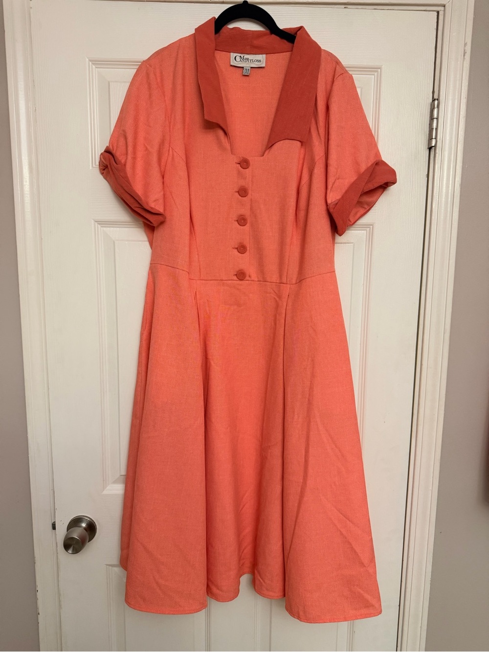 Miss Candyfloss Coral Button-Front Women’s Dress